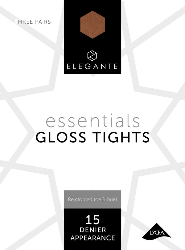 Essential Gloss Tights, Bronze Glow, S, 3 pair pack