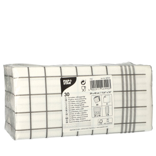 Papstar Napkins Kitchen Towel Punto Grey 39x40cm 30pk