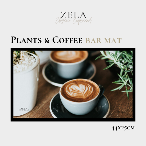 Zela Bar Mat Plants & Coffee 44x25