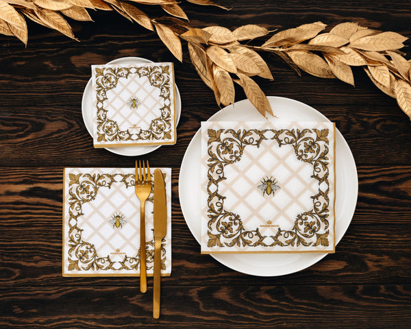 Manor Road Ornamental Bee Dinner Napkins 20Pk
