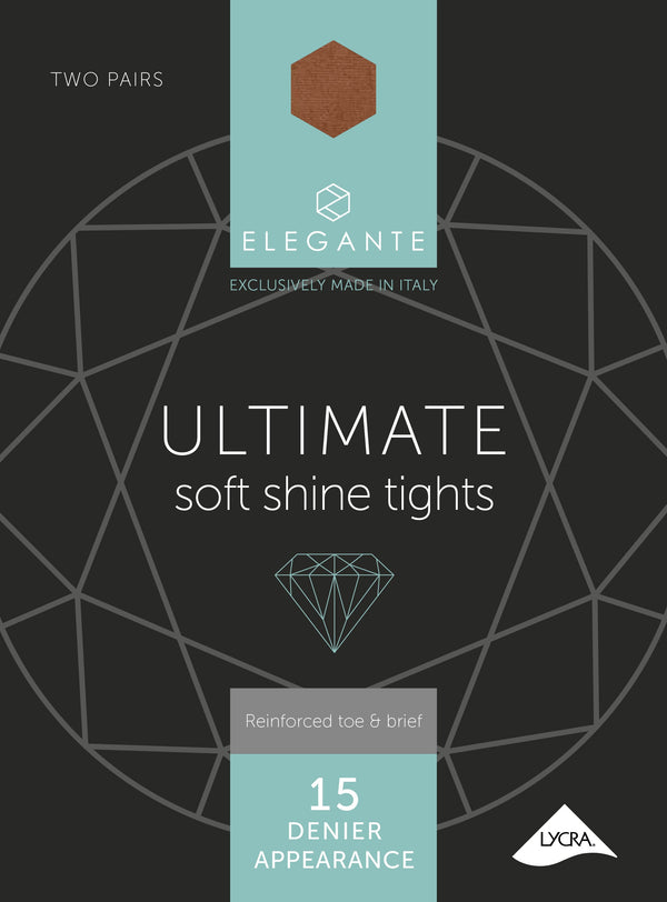 Ultimate Soft Shine Tights, Bronze Glow, L, 2 pair pack