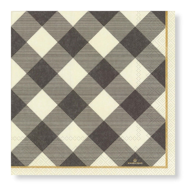 Manor Road Gingham (Grey) Luncheon Napkin 20pk