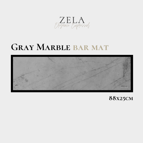 Zela Bar Mat Gray Marble 88x25