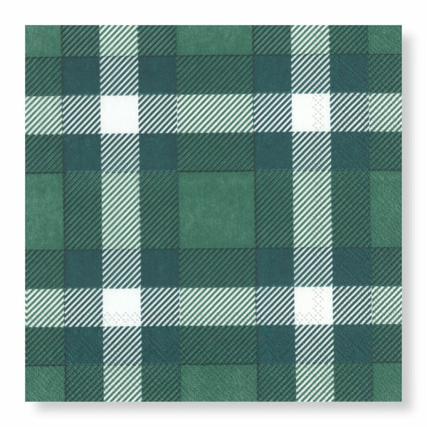 Manor Road Classic Plaid Green Luncheon Napkin 20pk