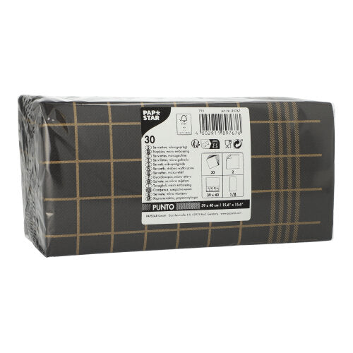 Papstar Napkins Kitchen Towel Punto Black/Gold 39x40cm 30pk