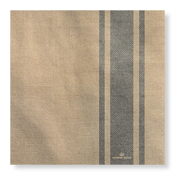 Manor Road Coffee Stripe Linen Cocktail Napkin 20pk