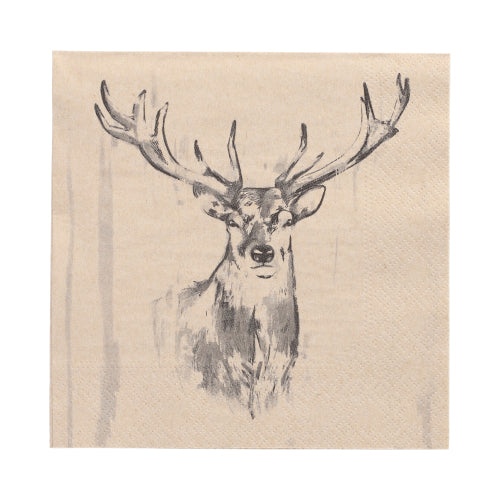Papstar Napkins Natural Deer 33x33cm 20pk