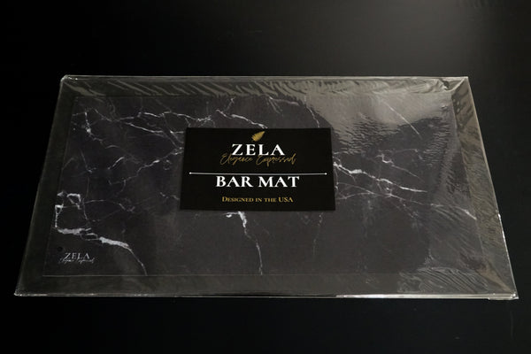 Zela Bar Mat Black Marble 44x25