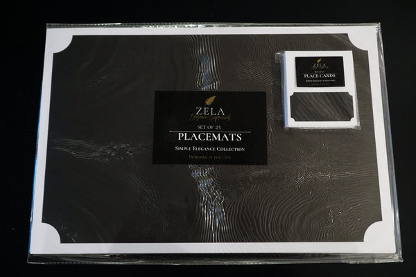 Zela Place Mats Simple Elegance Collection White Border 25pk