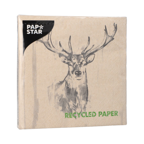 Papstar Napkins Natural Deer 33x33cm 20pk