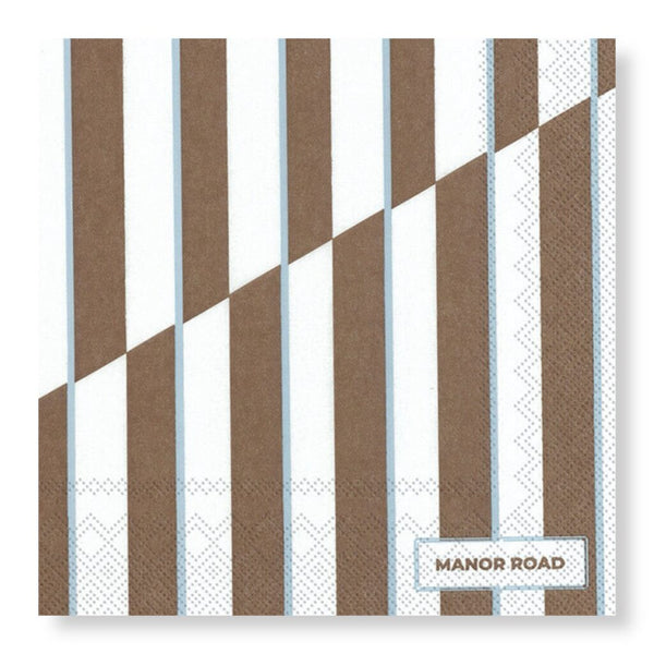 Manor Road Toffee Stripe Cocktail Napkins 20pk