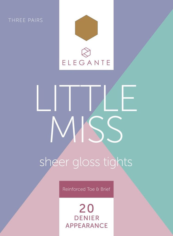Elegante Little Miss 20 Denier Gloss Tights Bronze Glow 9 - 10 years 3pk