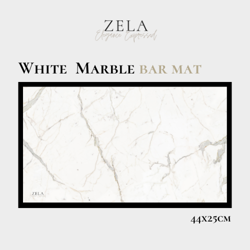 Zela Bar Mat White Marble 44x25
