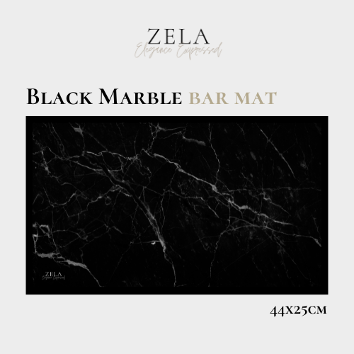 Zela Bar Mat Black Marble   44x25