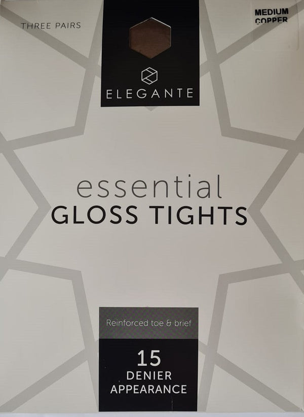 Essential Gloss Tights, Copper, XL, 3 pair pack