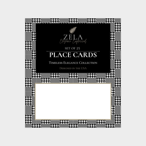 Zela Placecards Timeless Elegance Houndstooth   25pk