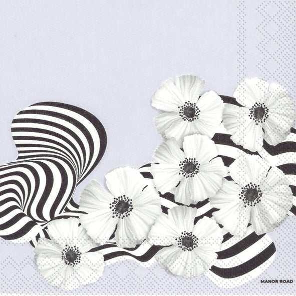 Manor Road Lilac & Stripe Poppies Cocktail Napkin 20pk