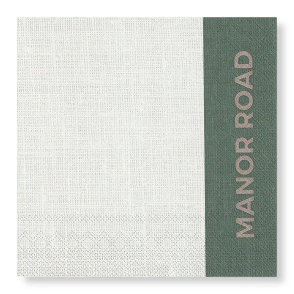Manor Road Linen (Colourblock Green) Cocktail Napkin 20pk