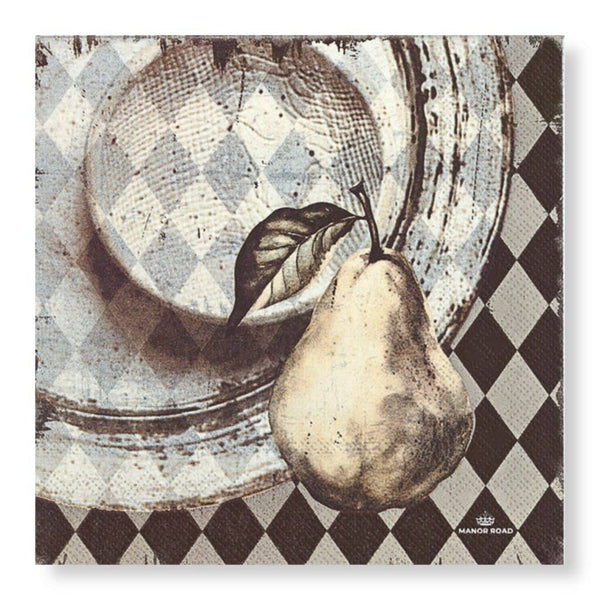 Manor Road Pear & Plate Cocktail Napkin 20pk