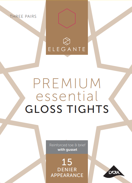 Elegante Premium Essential Gloss Tights with Gusset Bronze Glow Small 3pk