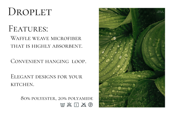 Zela Microfiber Dish Towel Droplet   45x65Cm
