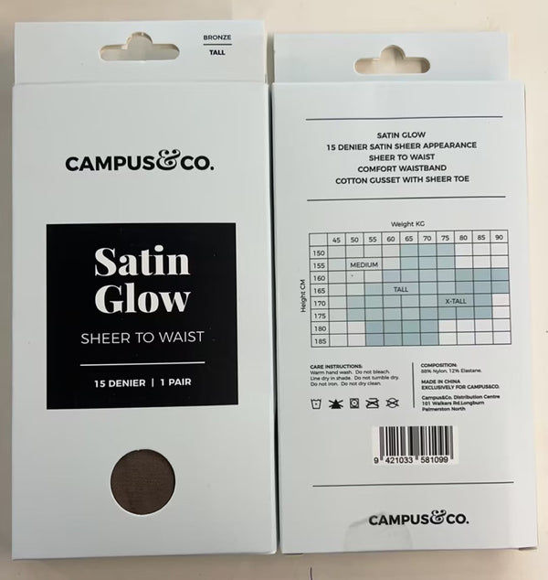 Campus&Co. Satin Glow Sheer to Waist 15 DenStockings Bronze Tall 1pk