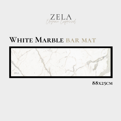 Zela Bar Mat White Marble 88x25