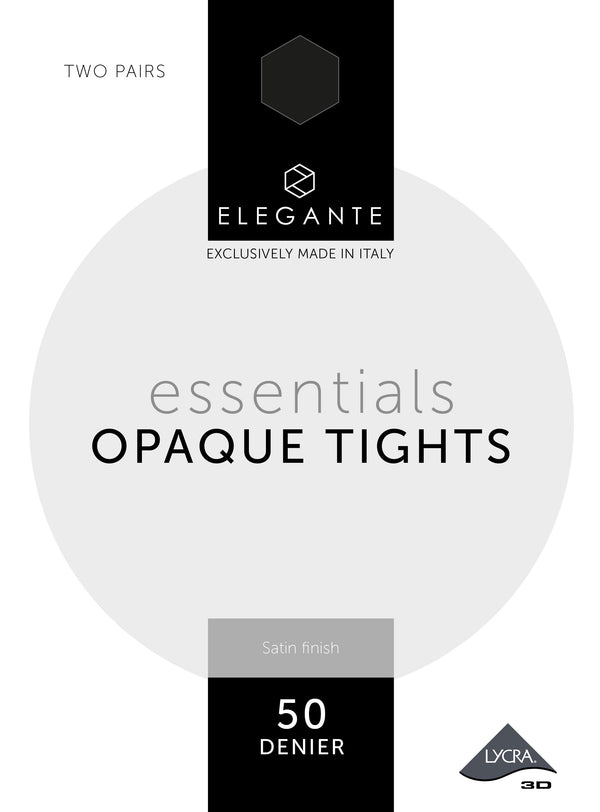 Essentials 50D Opaque Tights, Black, M, 2 pair pack