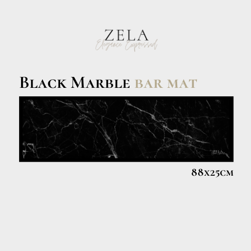 Zela Bar Mat Black Marble 88x25