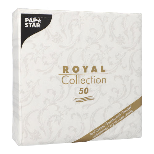 Papstar Napkins Papstar Royal Collection Damascato White 40x40cm 50pk