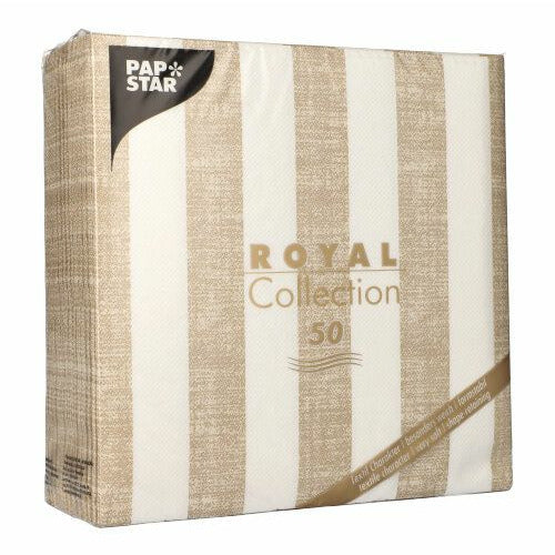 Papstar Napkins Royal Collection Lines Sand 40x40cm 50pk
