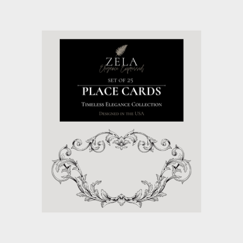 Zela Placecards Timeless Elegance Baroque Frame   25pk