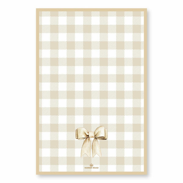 Manor Road Gingham Bow Beige Microfibre Tea Towel