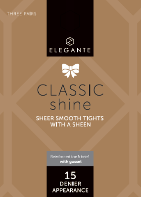 Classic Shine Gloss Tights with Gusset, Copper, M, 3 pair