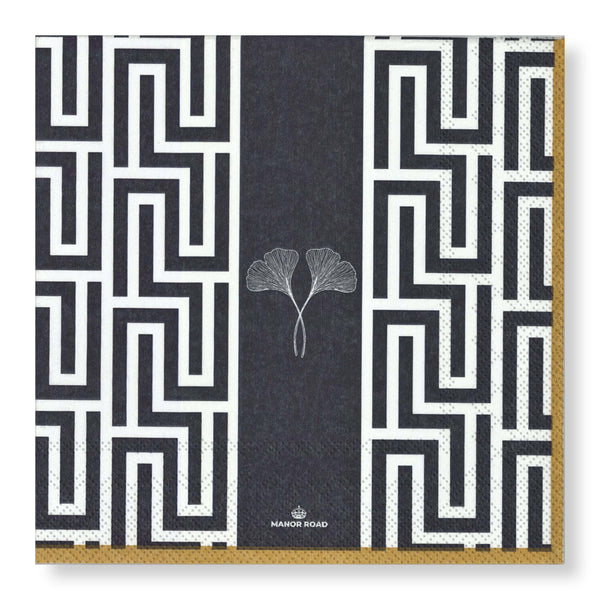 Manor Road Ginko Navy Cocktail Napkin 20pk