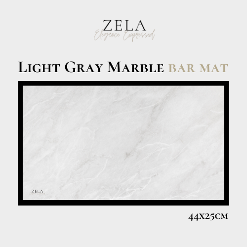 Zela Bar Mat Light Gray Marble   44x25